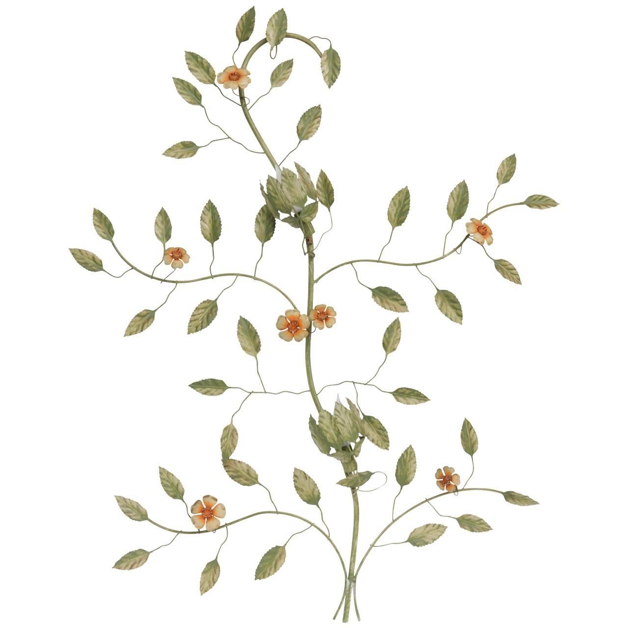 Italian Tole Flower and Branch Wall Sconce For Sale
