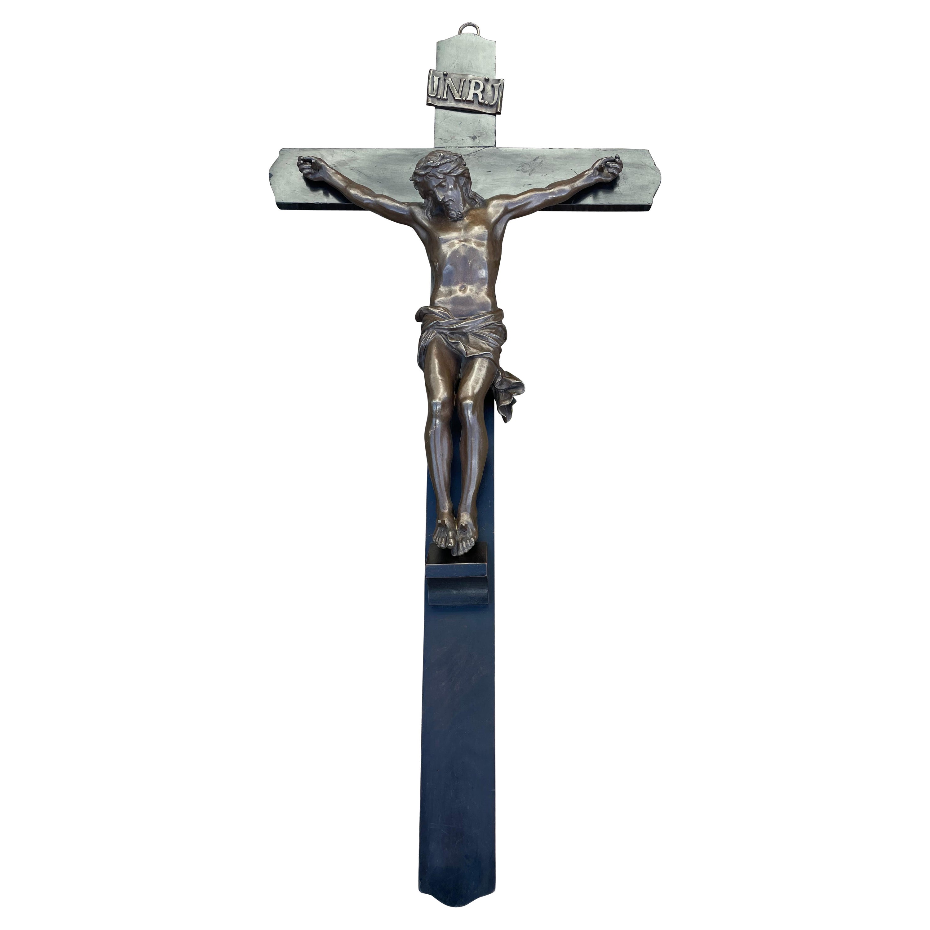 19th Century Great Quality Bronze Wall Crucifix Attributed to F. Barbedienne