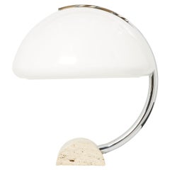 Italian Elio Martinelli Serpente Chrome Travertine Table Lamp 1960s