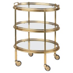 Vintage Copper Barcart-Trolley Oval Shaped Maison Baguès Style