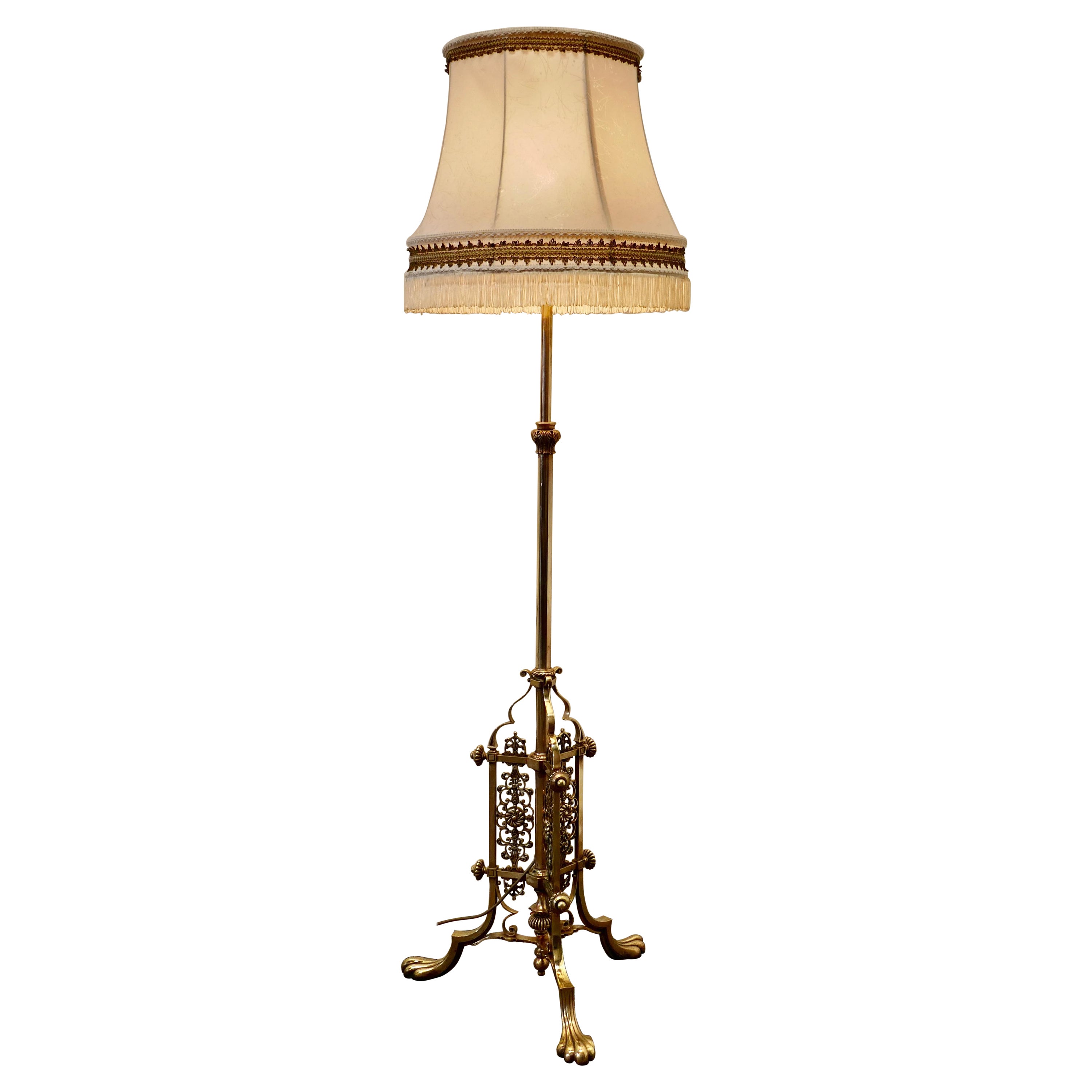 Superb French Brass Art Nouveau Telescopic Standard Lamp