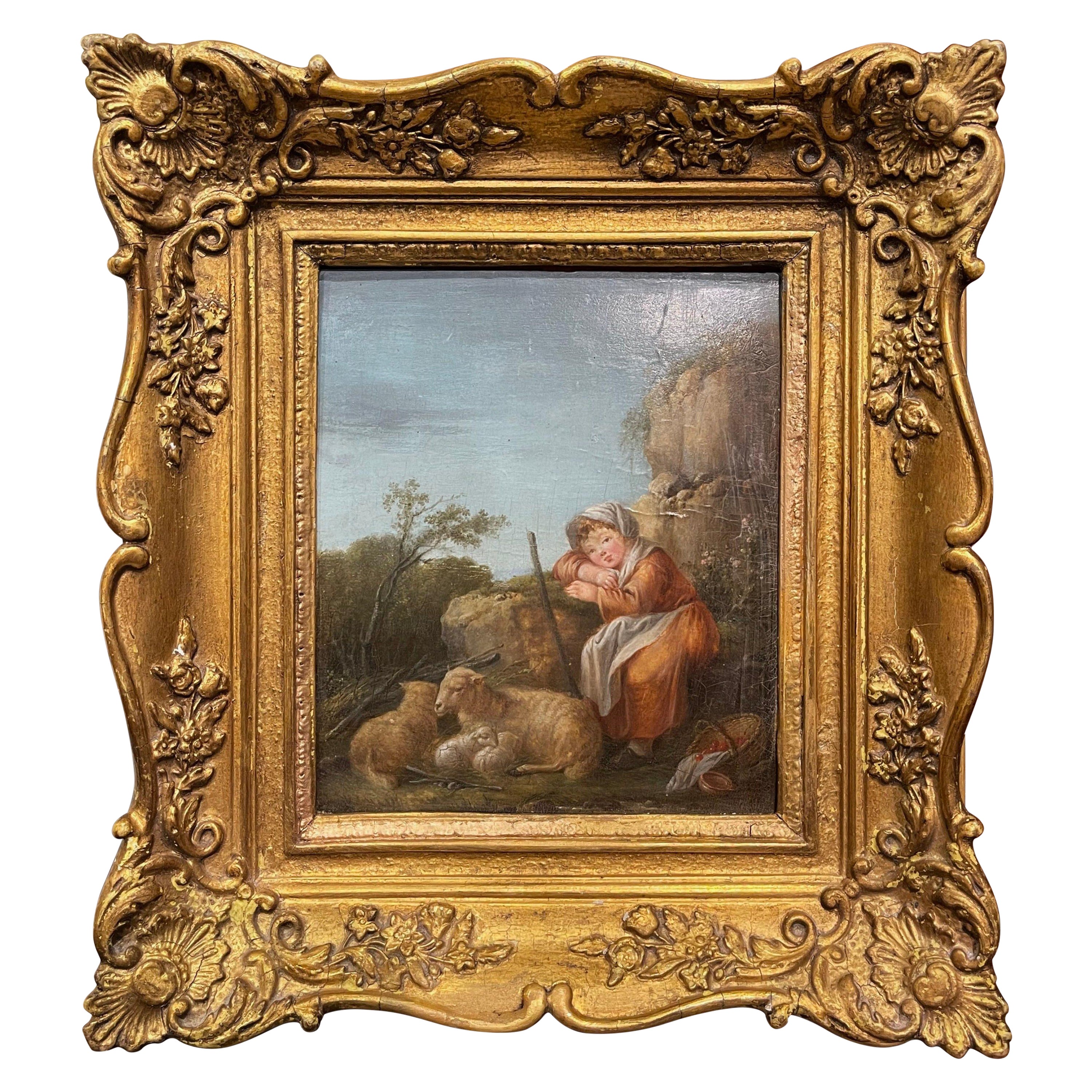 18th Century British Oil on Board Sheep Painting Attributed to F. Wheatley 