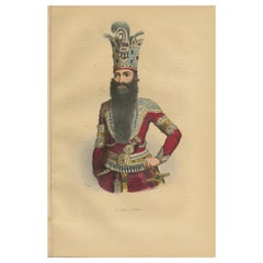 Antique Print of a Shah of Persia by Wahlen, 1843