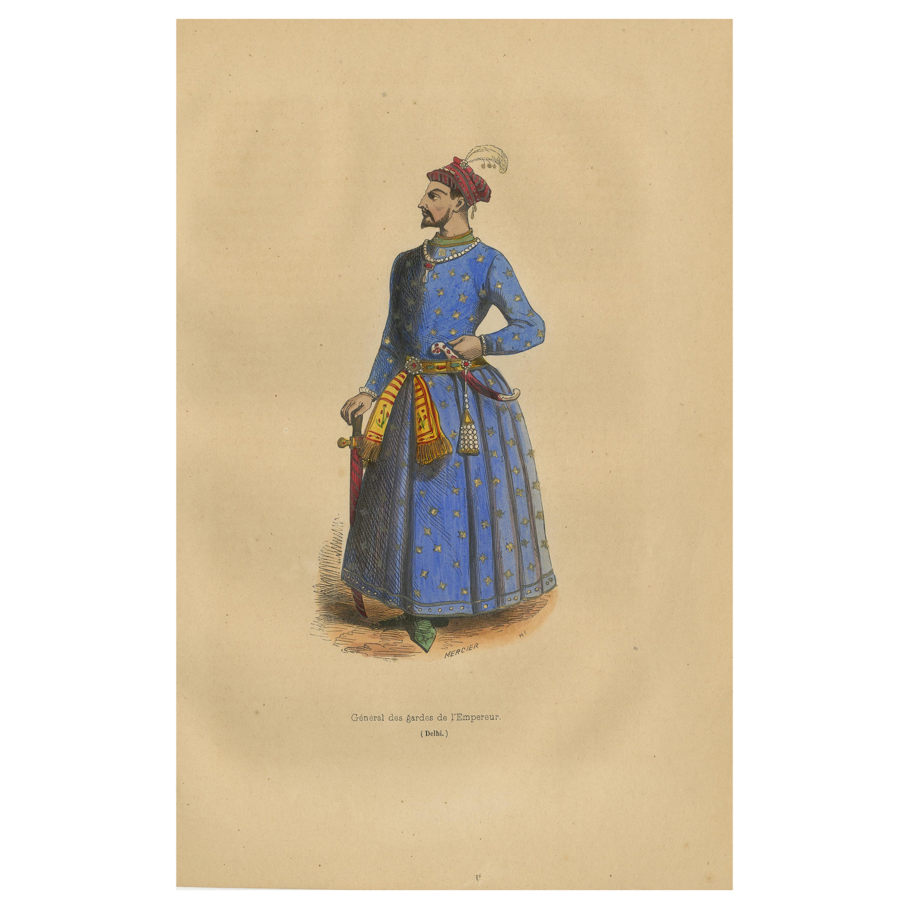 Antique Print of a General of the Emperor's Guards by Wahlen, 1843 For Sale