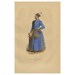 Used Print of a General of the Emperor's Guards by Wahlen, 1843
