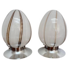 Pair of Mid-Century Modern Table Lamps Attributed to Venini, Murano, circa 1980