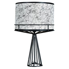 Retro Black Metal Wire Tony Paul Table Lamp with Drum Shade