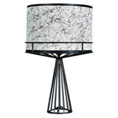 Black Metal Wire Tony Paul Table Lamp with Drum Shade