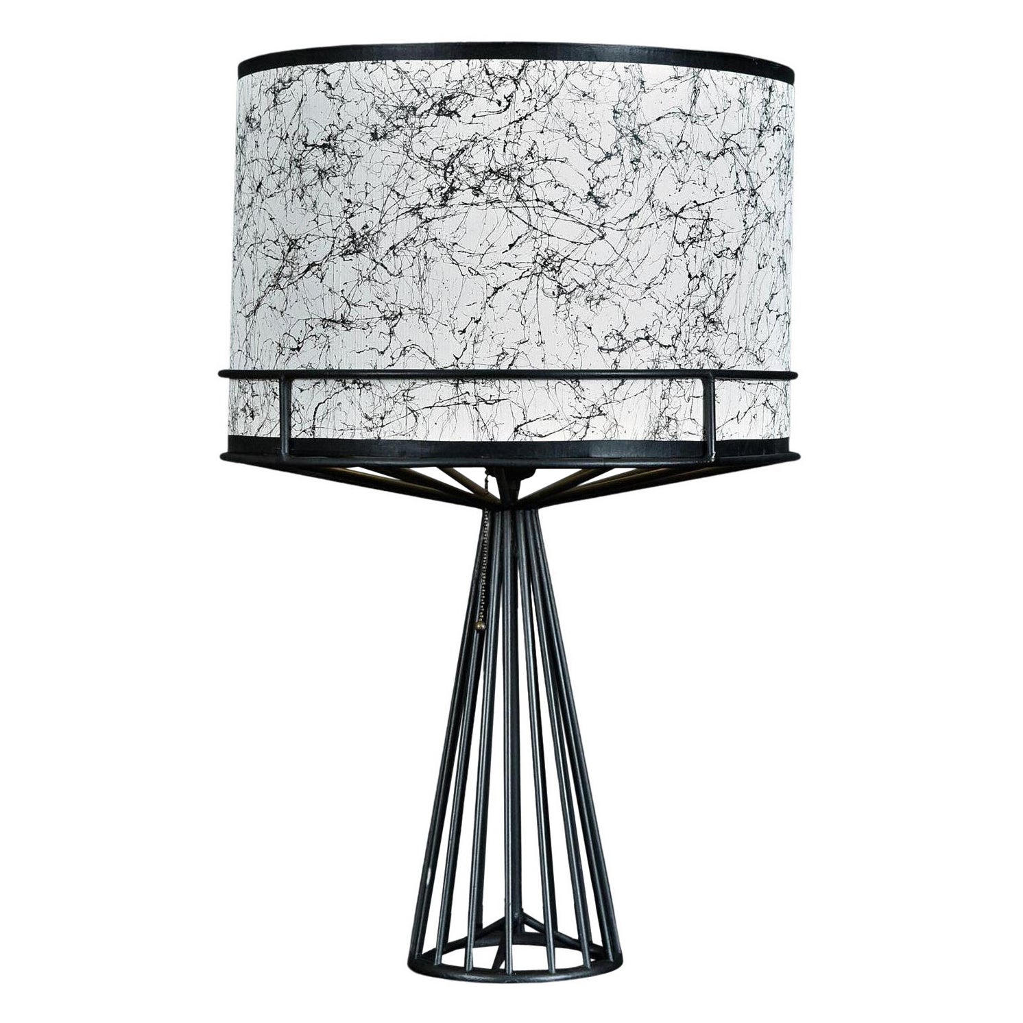 Black Metal Wire Tony Paul Table Lamp with Drum Shade