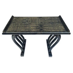 Mid 20th Century Chinoiserie Black & Gold Finish Low Table or Side Table
