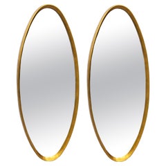 Vintage Pair of Large Mid-Century Modern Oval Mirrors