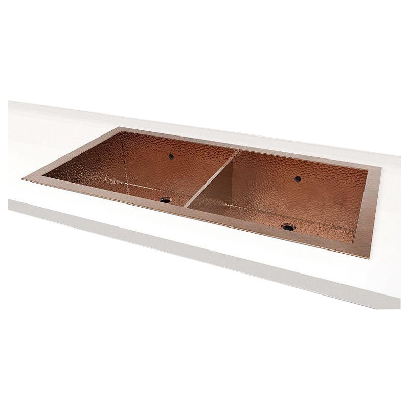 Fregadero de cocina de doble seno de cobre martillado en venta