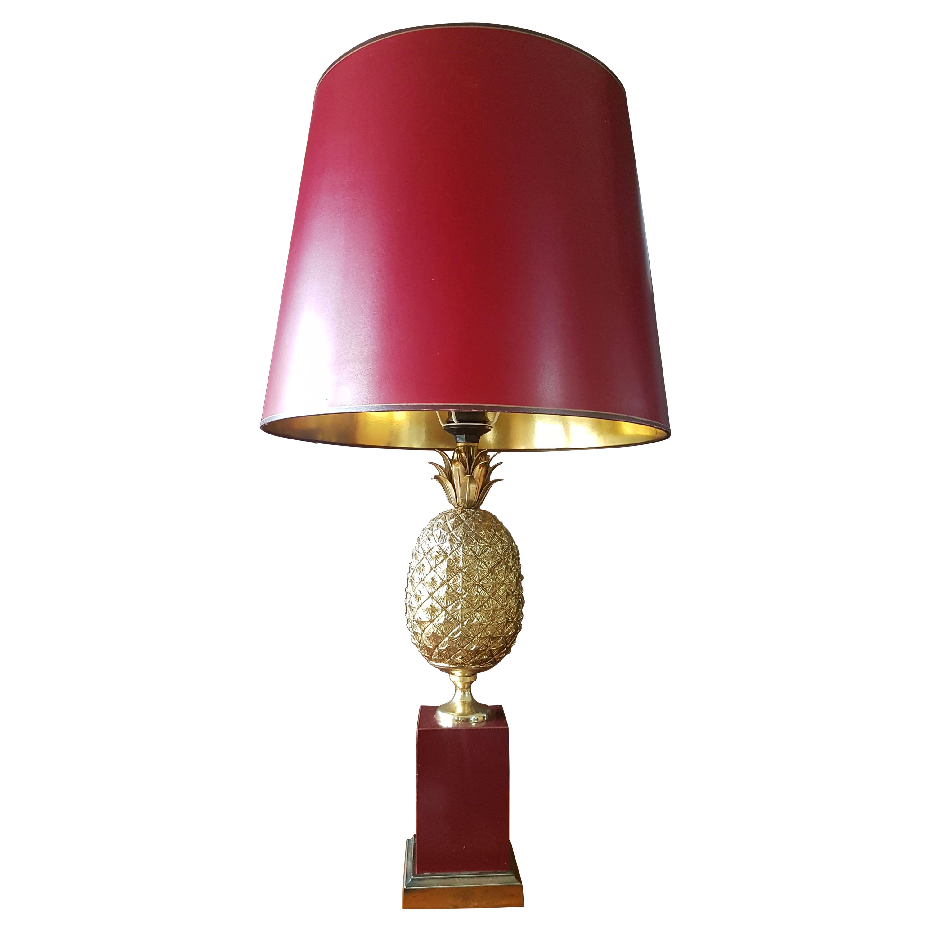 Mid-Century-Messing-Tisch Ananas-Lampe im Stil von Maison Jansen