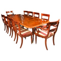 Vintage Twin Pillar Dining Table by William Tillman & 10 Dining Chairs 20th C