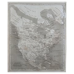 Original Antique Map of North America by Thomas Clerk, 1817