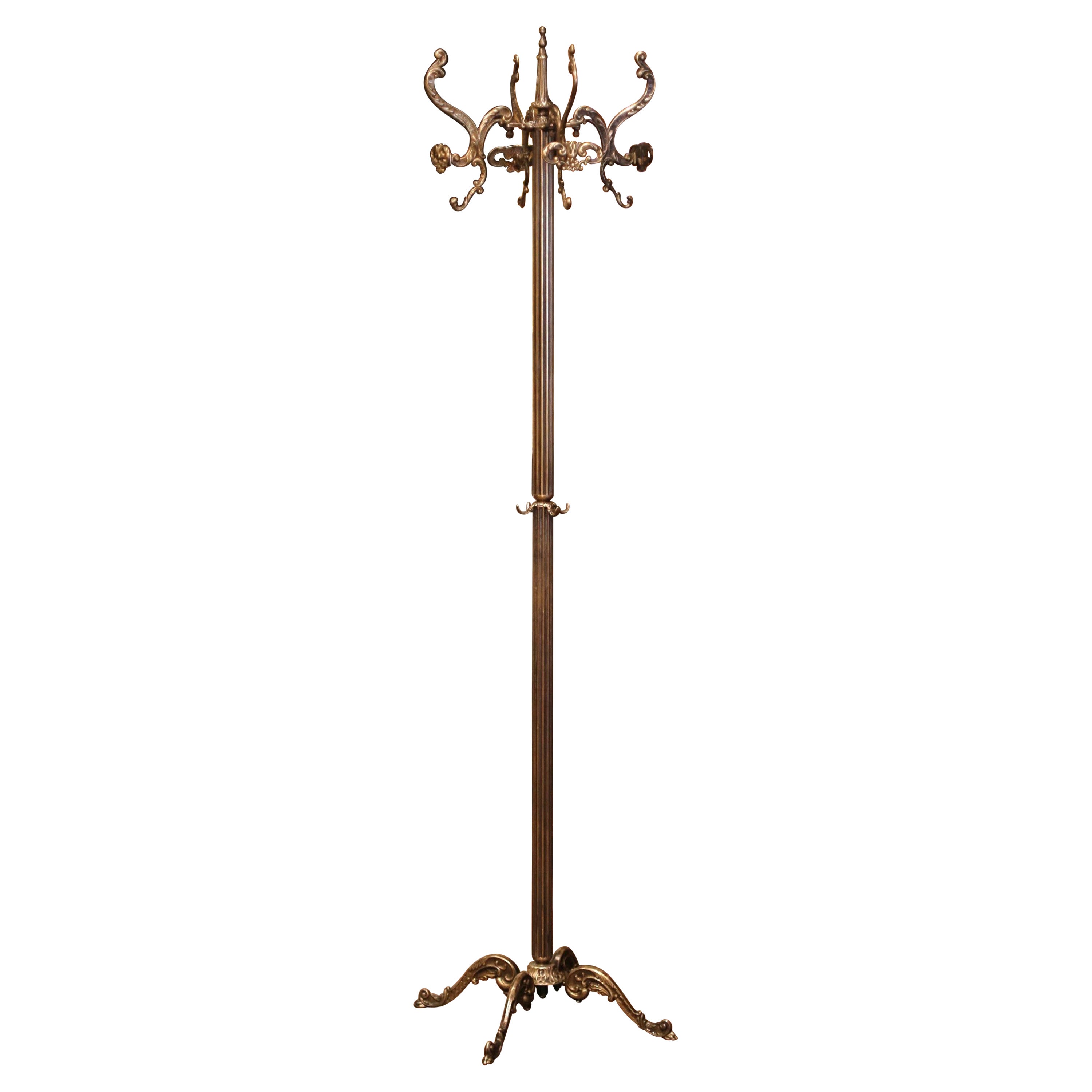 Early 20th Century French Gilt Brass Hall Tree Stand