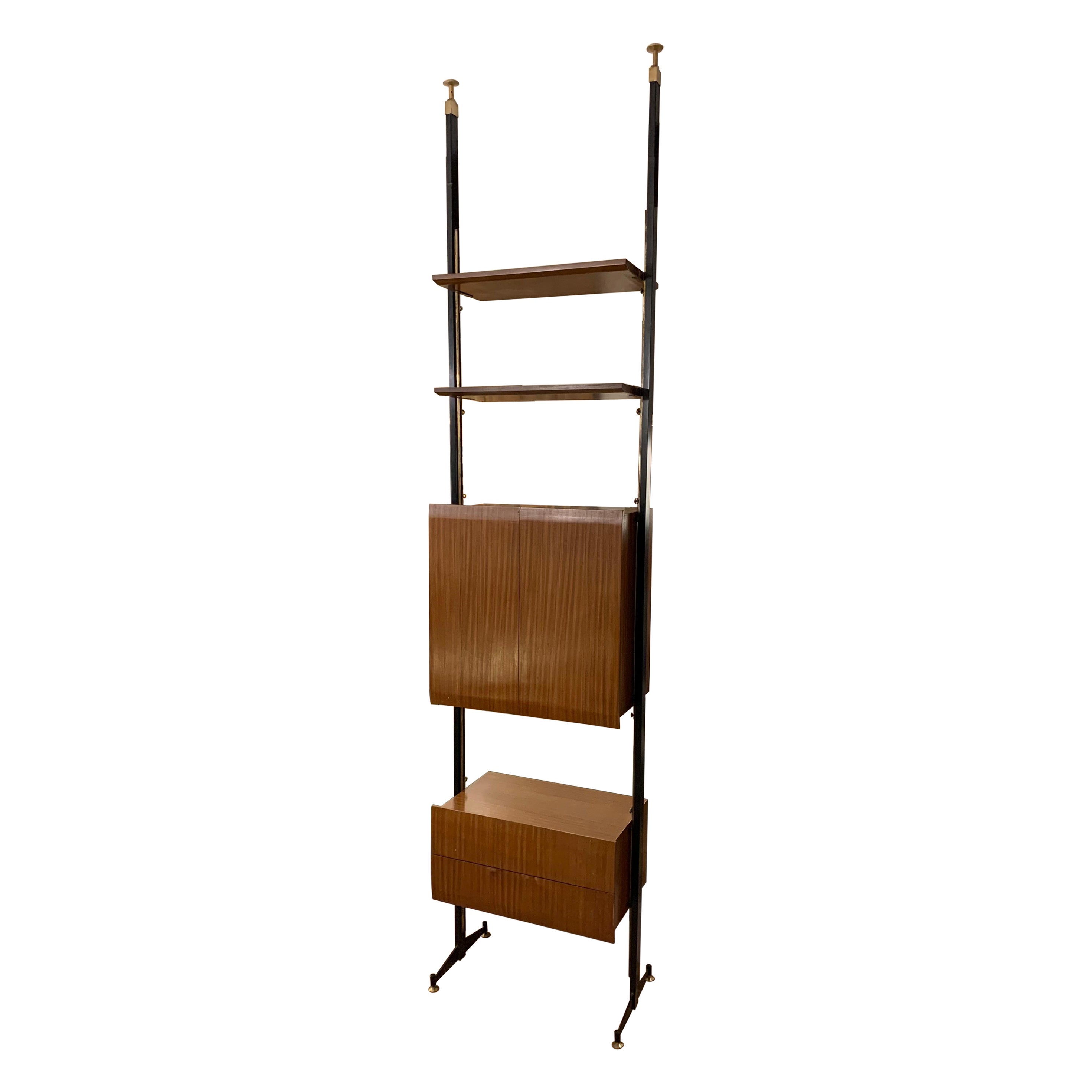 Mid-Century Wooden Wall Unit, Italy 1960s For Sale