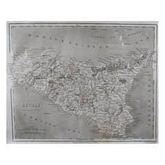 Original Antique Map of Sicily by Thomas Clerk, 1817
