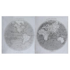 Original Antique Map of The World by Thomas Clerk, 1817