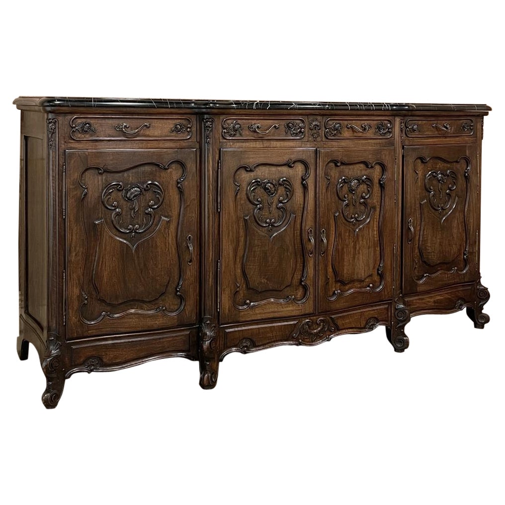 Antique French Walnut Buffet Sideboard with Marble Top at 1stDibs