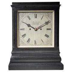 Substantial 19th C. Ebonised Eight Day Library Table Clock by Moreland Chester