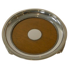 Small Oak and Silver Plate Tray / Coaster, Registered 1871