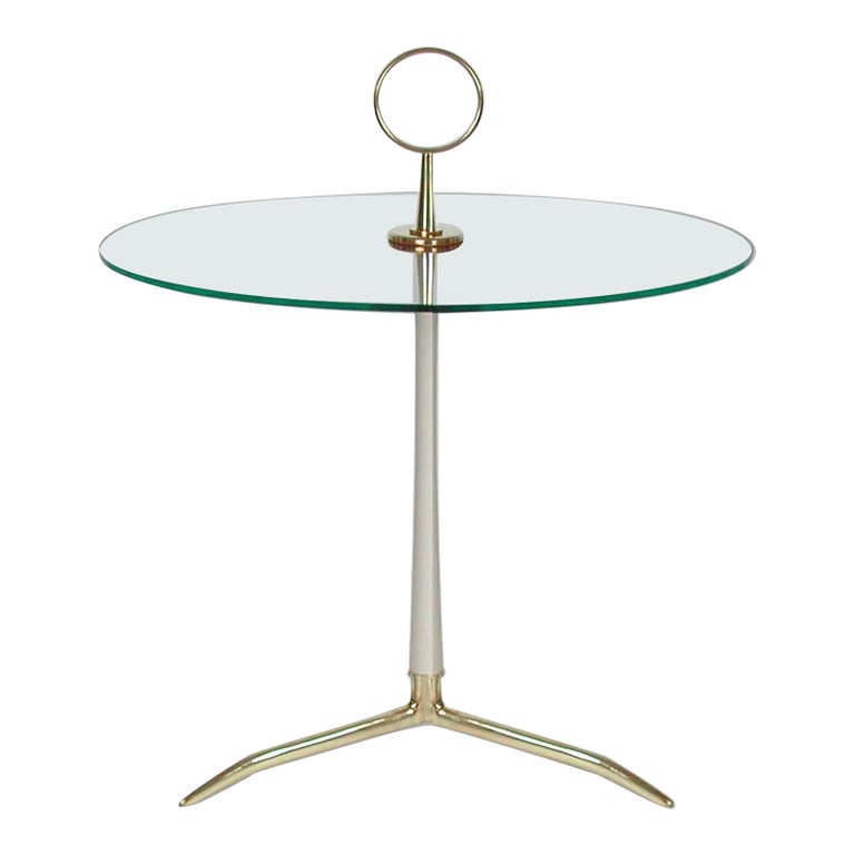 Cesare Lacca Brass and Glass Tripod Side Table, 1950s