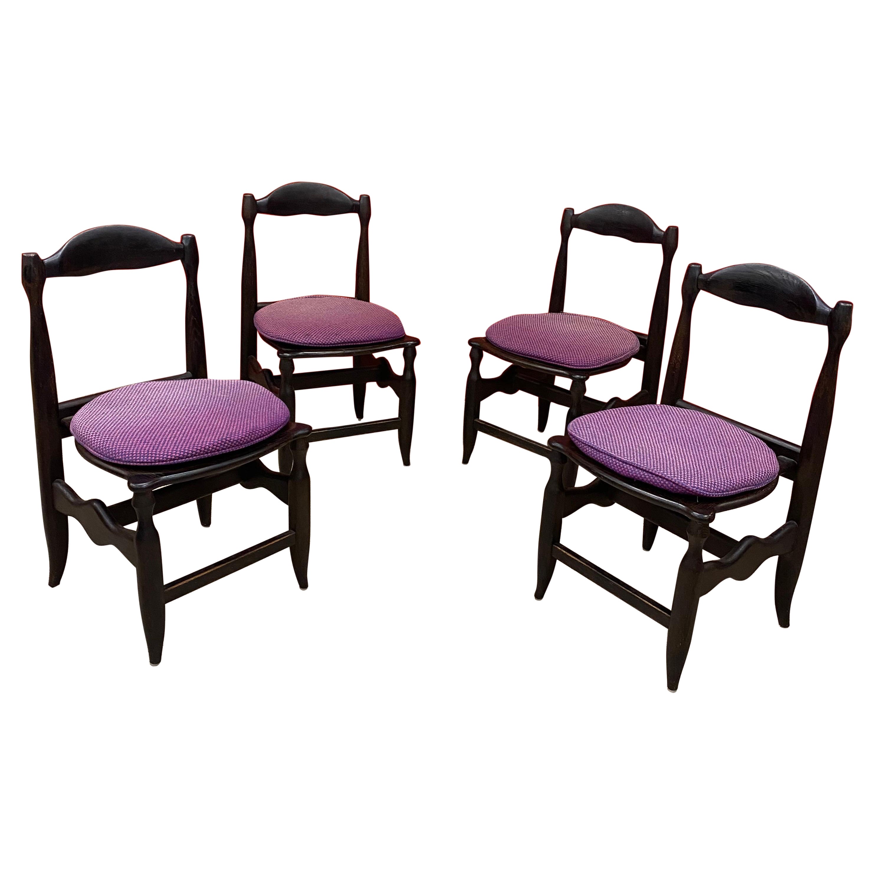 Guillerme et Chambron 4 Chairs in Blackened Oak, "Edition Votre Maison" For Sale