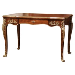 19th Century French Louis XV Marquetry Rosewood and Bronze Doré Lady's Desk 