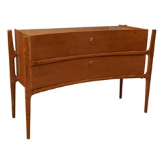 Mid-Century Cherry Wood and Brass Italian Chests of Drawers, 1970