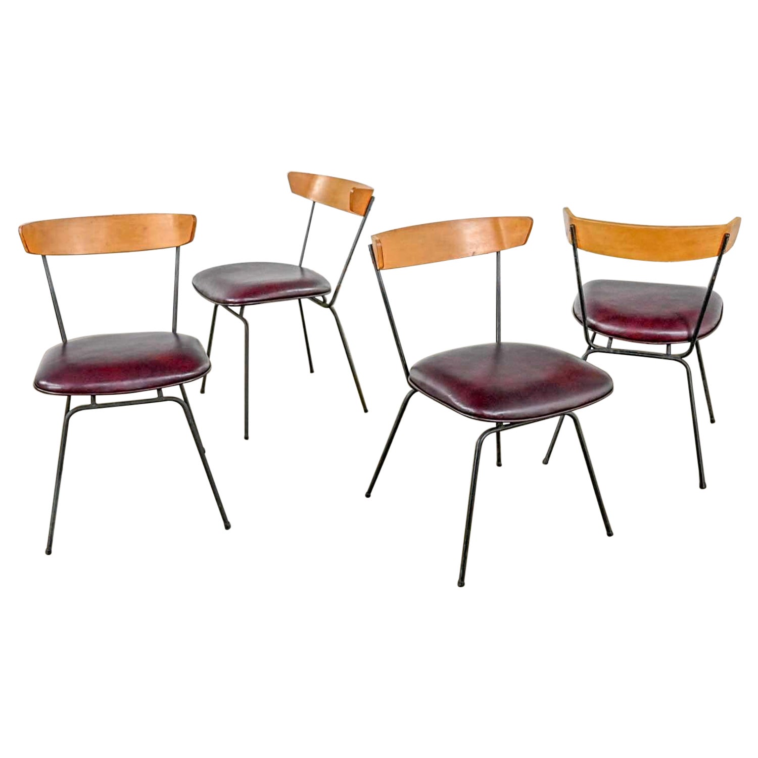 4 MCM Iron & Wood Dining Chairs Attributed to Clifford Pascoe for Modernmasters