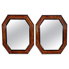 Antique Pair of Continental Faux Tortoise Shell Mirrors