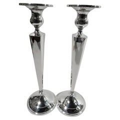 American Modern Classical Sterling Silver Candlesticks