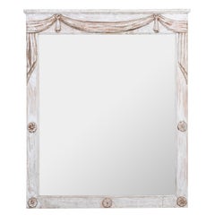 Vintage Antique White Finish Decorative Rectangular Mirror
