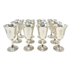 Set of 12 Estate American Sterling Silver "Gorham" Wine Goblets, circa 1950's