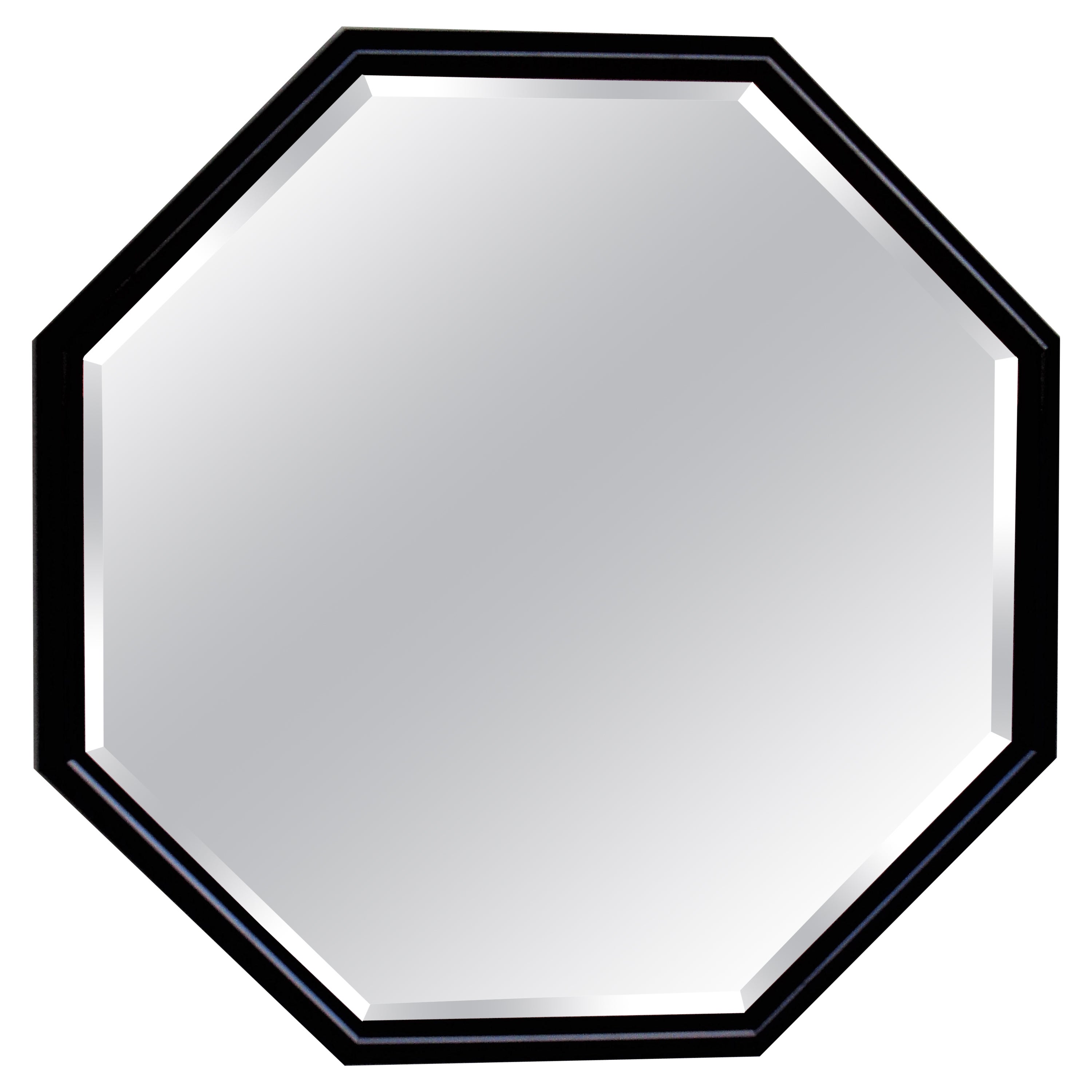  Black Octagonal Wall Mirror 1970's For Sale