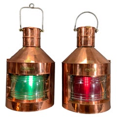 Used Pair of Solid Copper Port and Starboard Lights by "Griffiths & Sons"