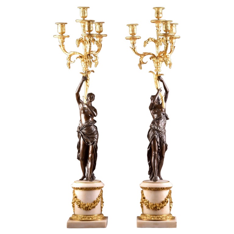 Large Pair of Louis XVI Figural Candelabra For Sale