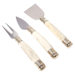 ASADO Cutlery Sheese Set with Box, Polished Horn & Alpaca Silver