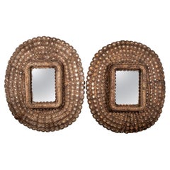 Pair of Large Rustic Style Segmented Wall Mirrors