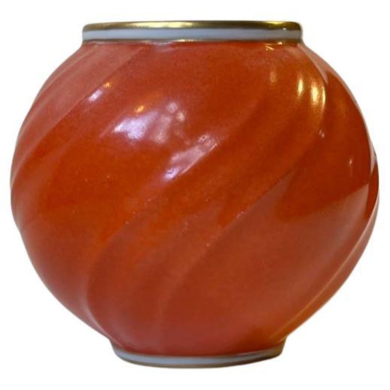 Art Deco Porcelain Ball Vase by Lyngby Porcelæn, 1930s For Sale