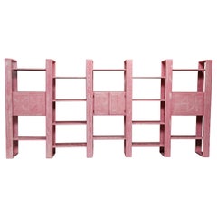 Pink Cerused Oak Modular Bookcase Room Divider Wall Unit by Lou Hodges, 1970s 