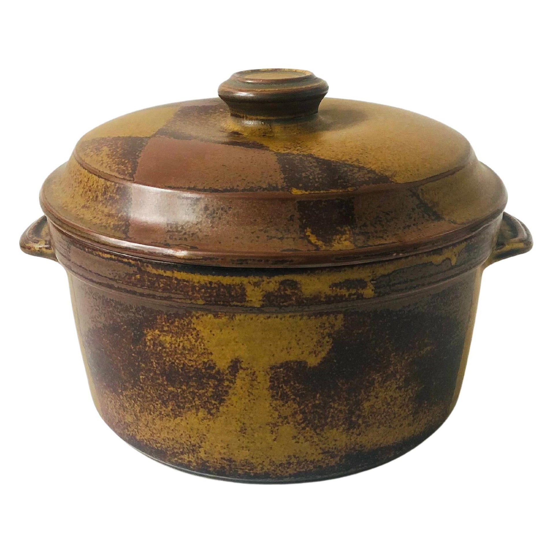 Large Vintage Studio Pottery Lidded Serving Bowl For Sale
