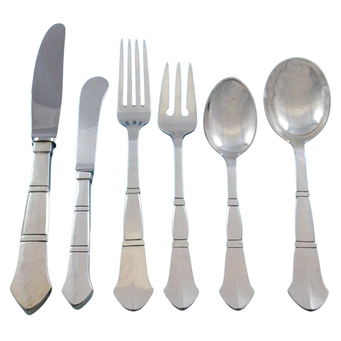 Antik by E. Dragsted Danish Sterling Silver Flatware Set Service Mid Century Mod For Sale