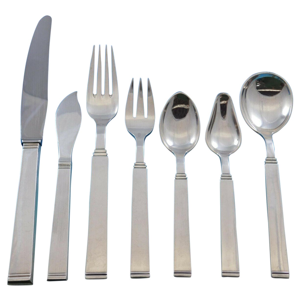 Funkis iii by Sorensen Danish Sterling Silver Flatware Set Service 67 Pc Dinner For Sale