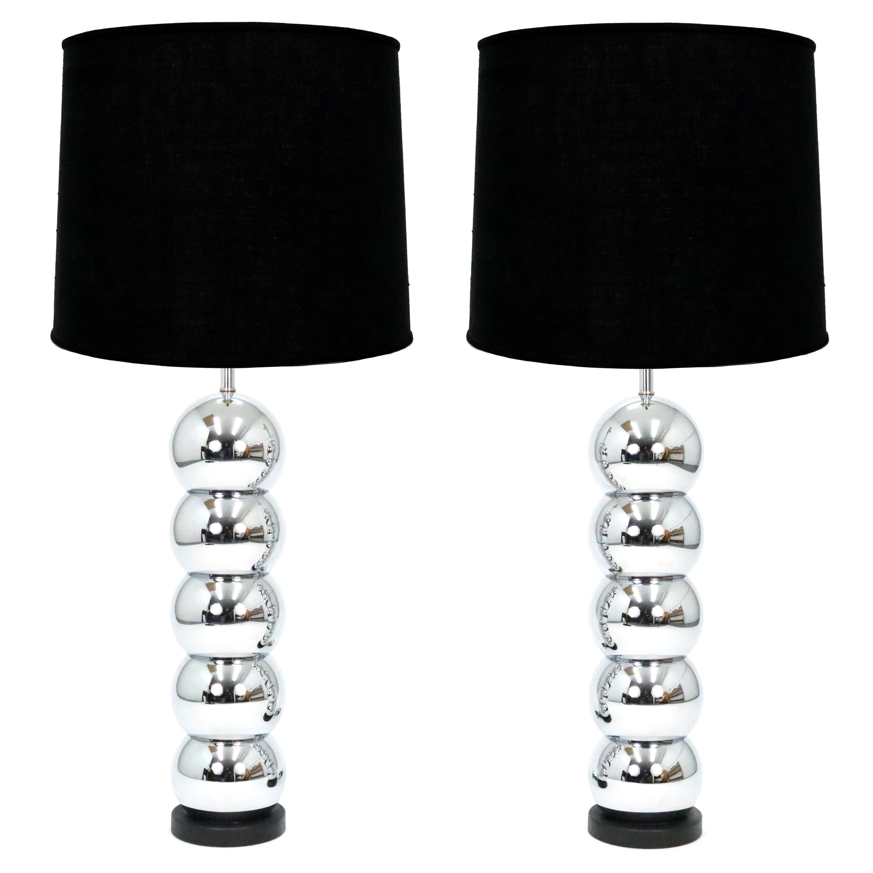 George Kovacs Style 5-Tier Chrome Ball Lamps