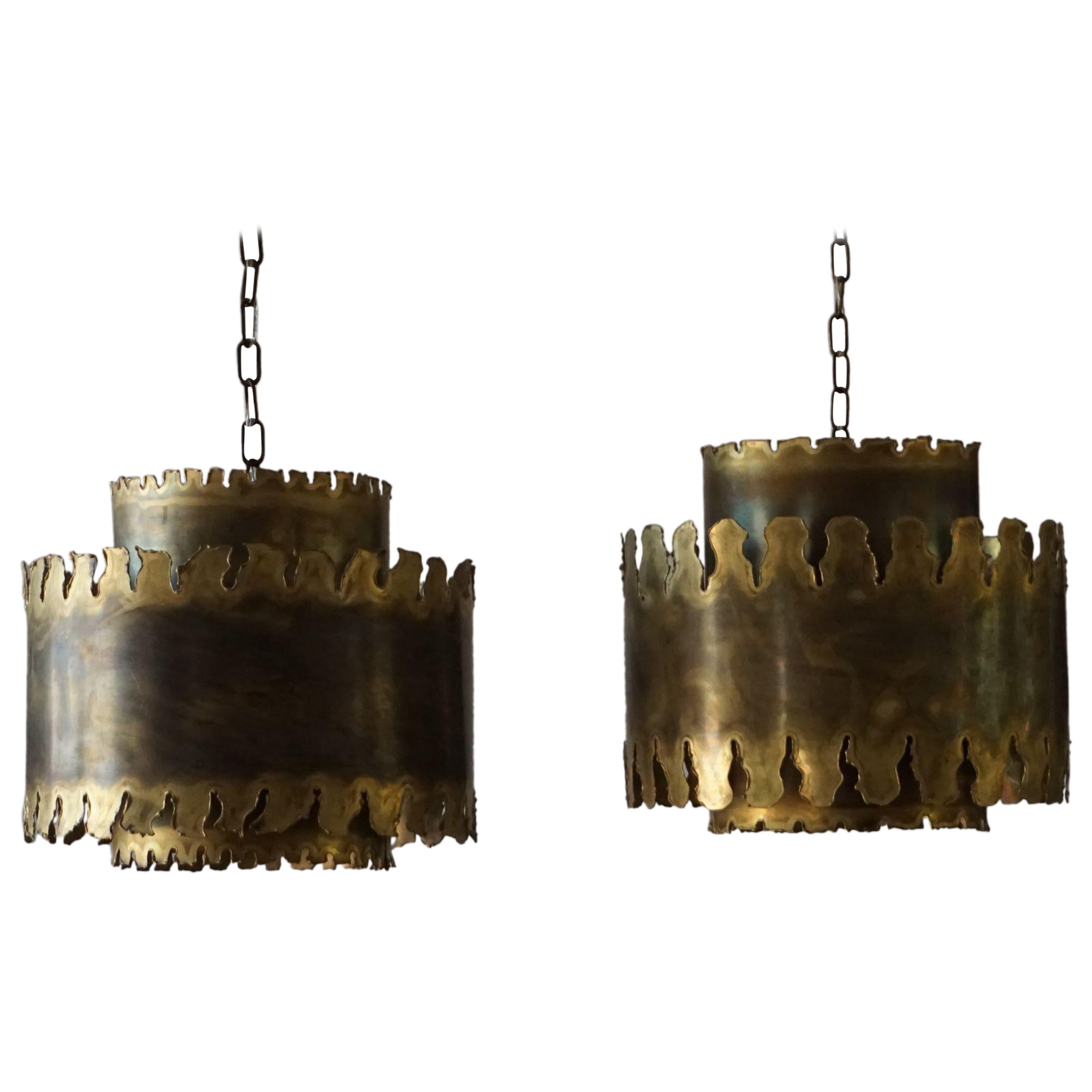 Pair of Danish Modern Chandelier Pendant Lamps by Svend Aage Holm Sørensen, 1960