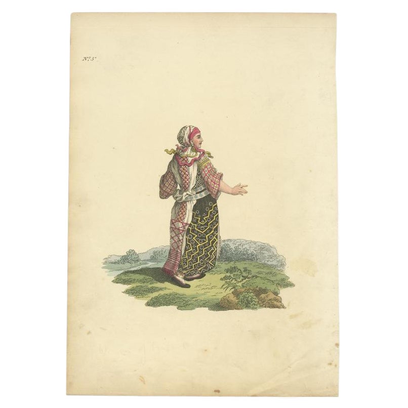 Antique Costume Print of a Woman of Finland in Her Holiday Dress, 1811 For Sale