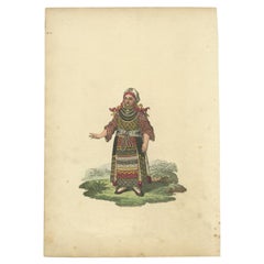 Antique Costume Print of a Woman from Finland, 1811