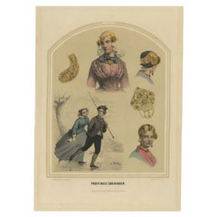 Antique Costume Print of the Province of Groningen by Uberfeldt, 1857